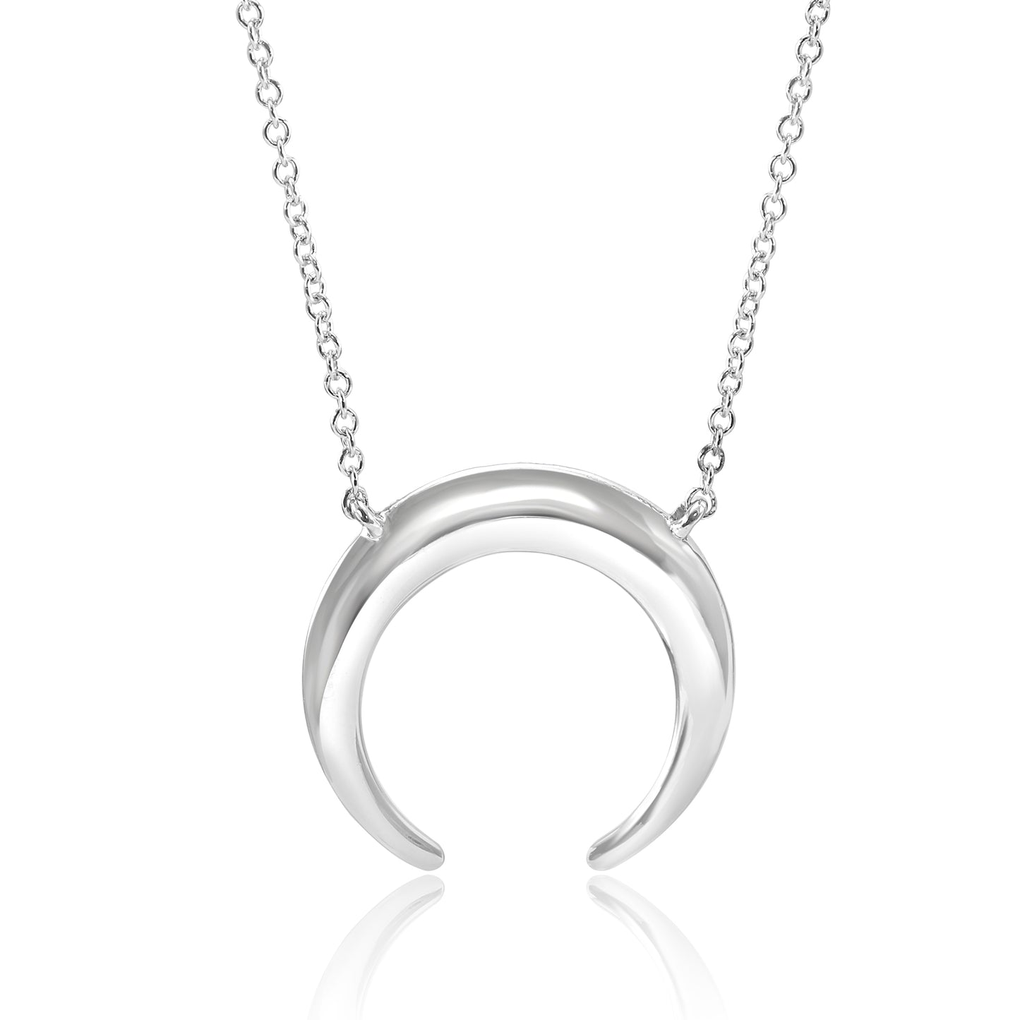 Crescent Moon 14K White Gold & Natural White Diamond