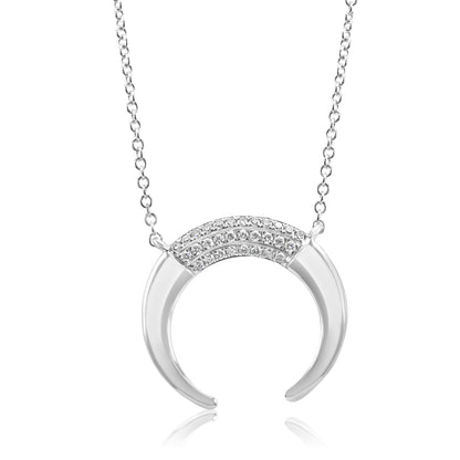 Crescent Moon 14K White Gold & Natural White Diamond