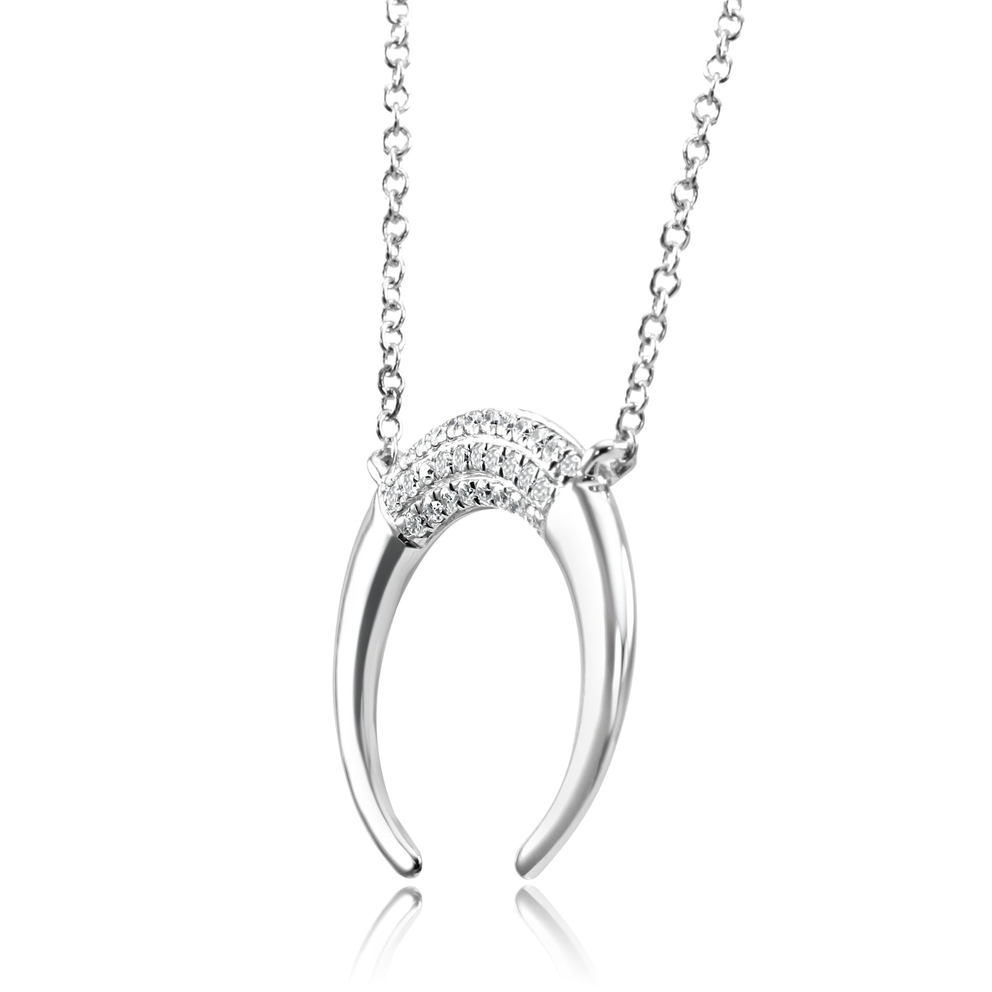 Crescent Moon 14K White Gold & Natural White Diamond