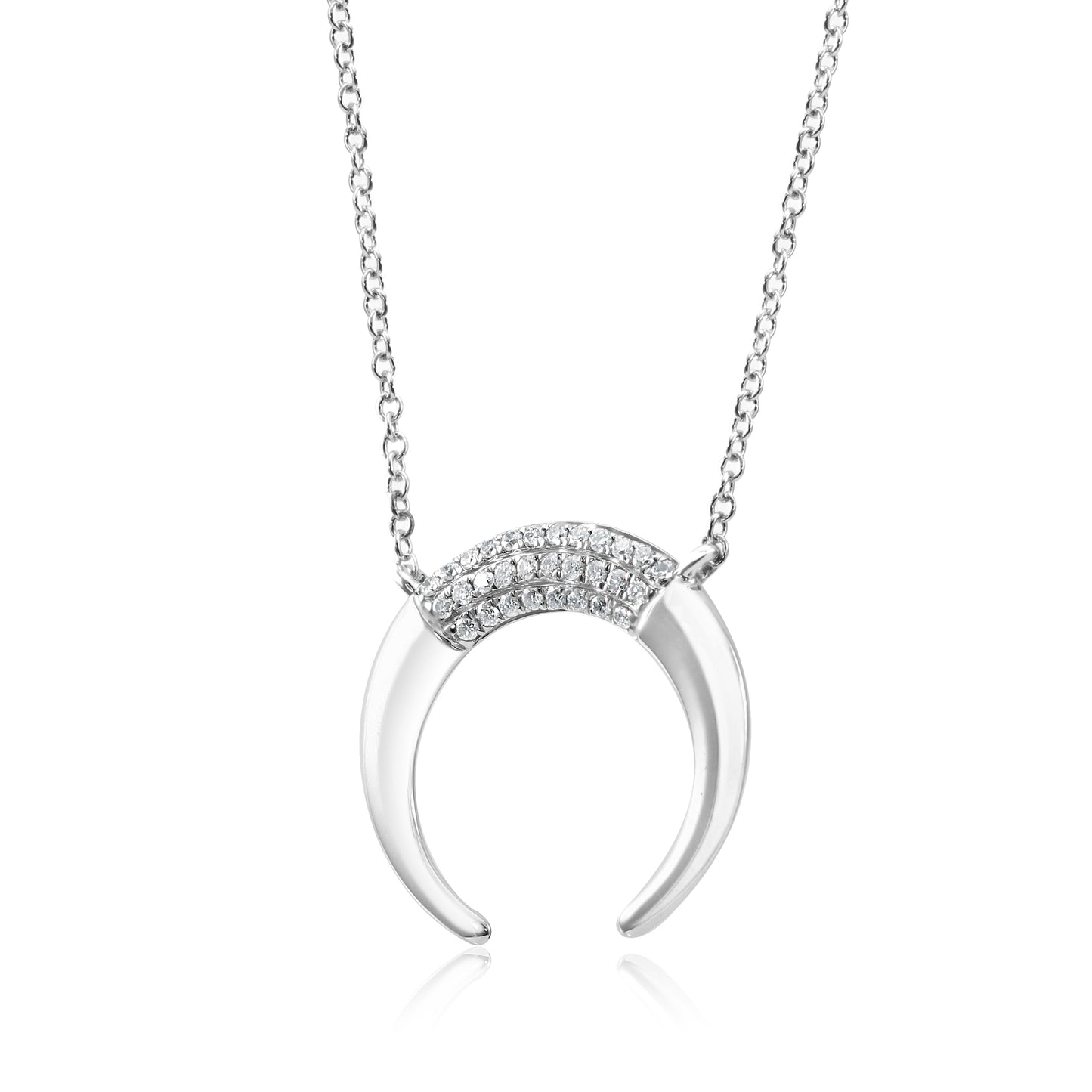 Crescent Moon 14K White Gold & Natural White Diamond