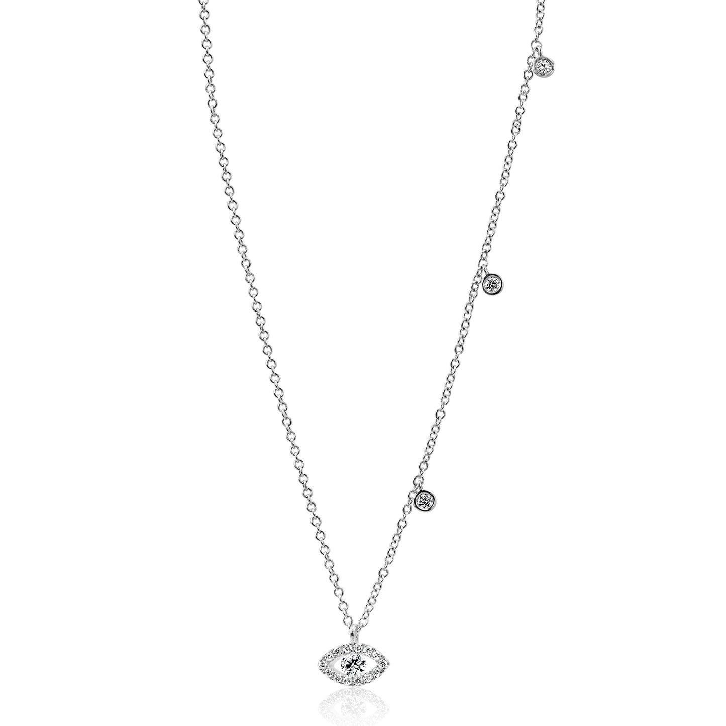 Diamond Evil Eye Necklace 14K White Gold