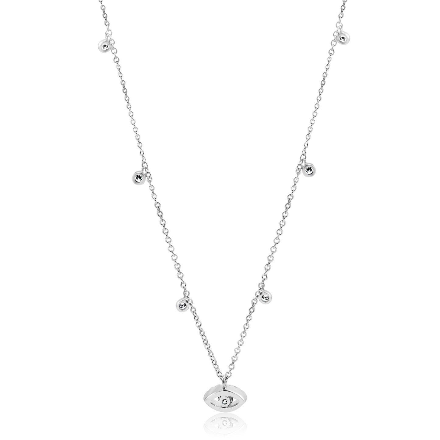 Diamond Evil Eye Necklace 14K White Gold