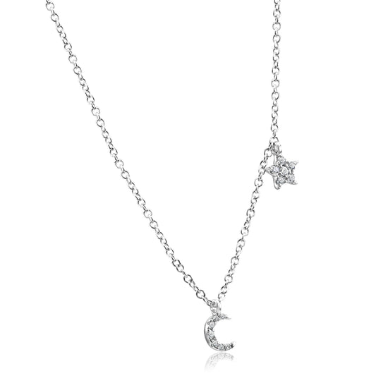 Moon & Star Diamond Necklace