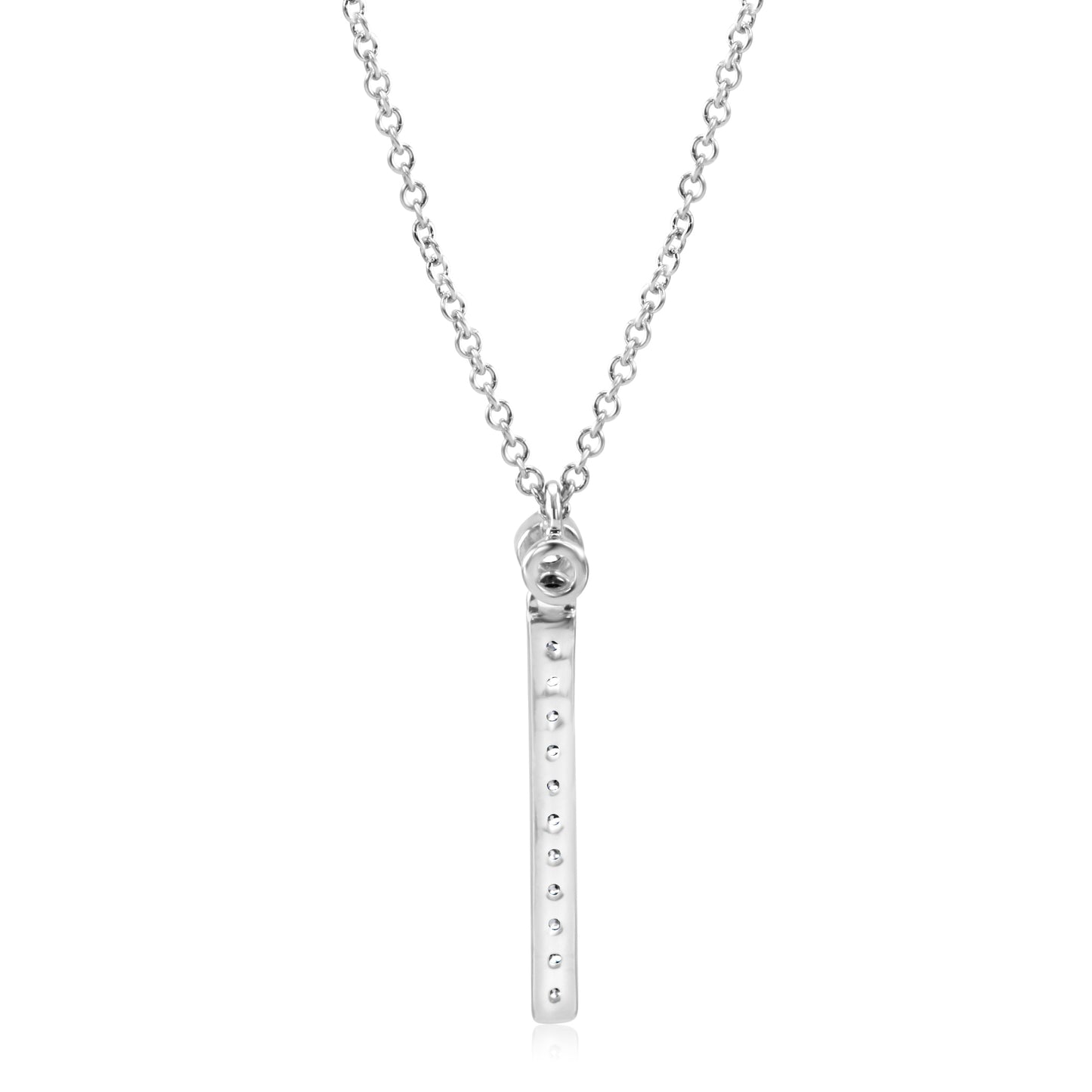 Verticle Bar Necklace 14K White Gold & Natural White Diamond