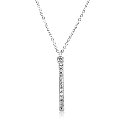 Verticle Bar Necklace 14K White Gold & Natural White Diamond