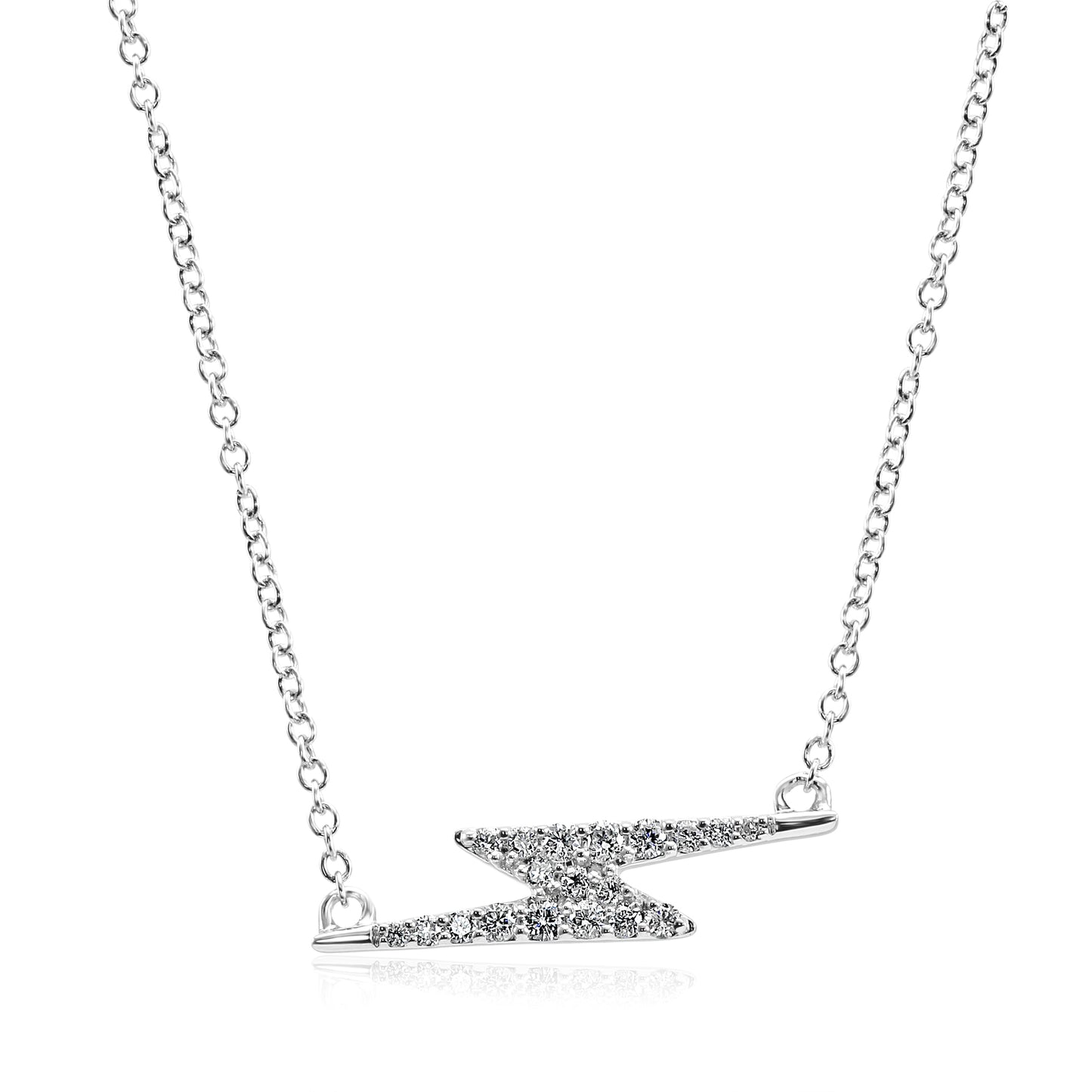 Lightning Bolt 14K White Gold Natural Diamond