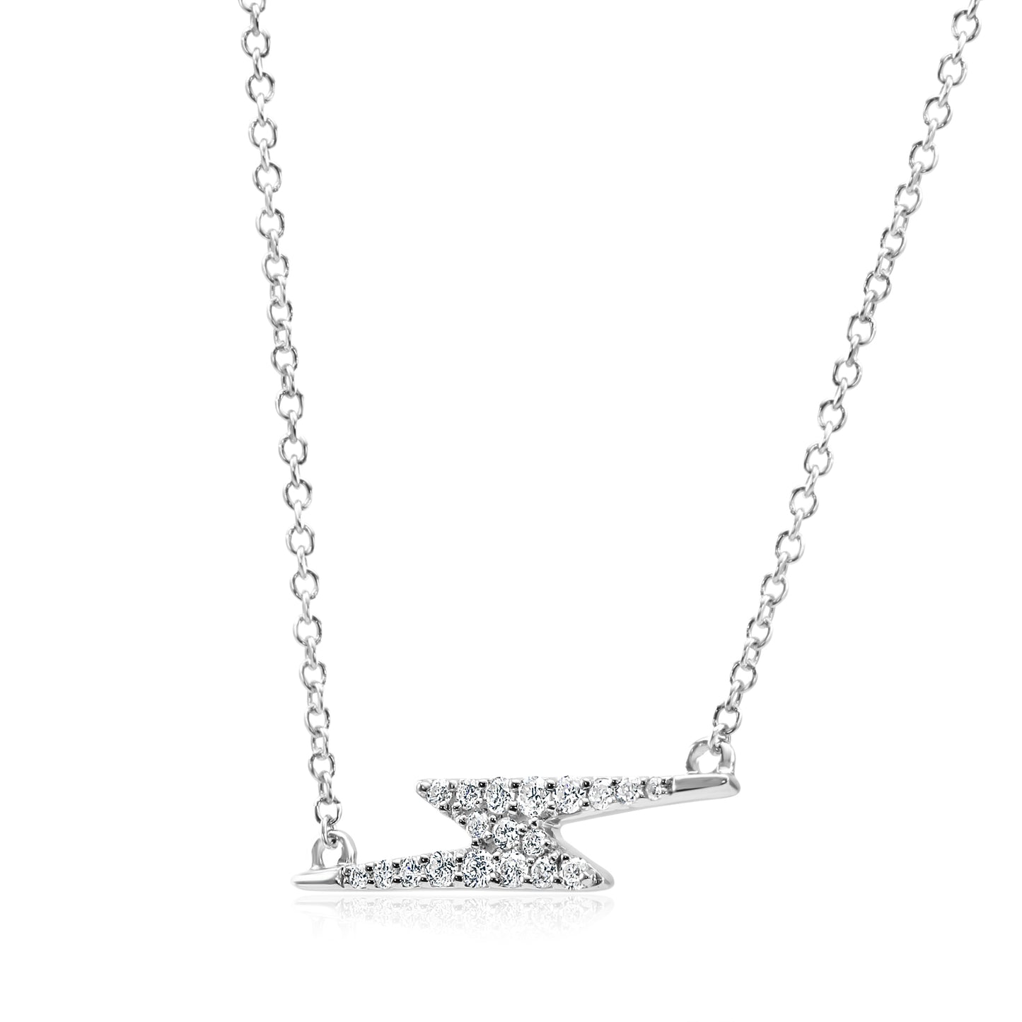 Lightning Bolt 14K White Gold Natural Diamond