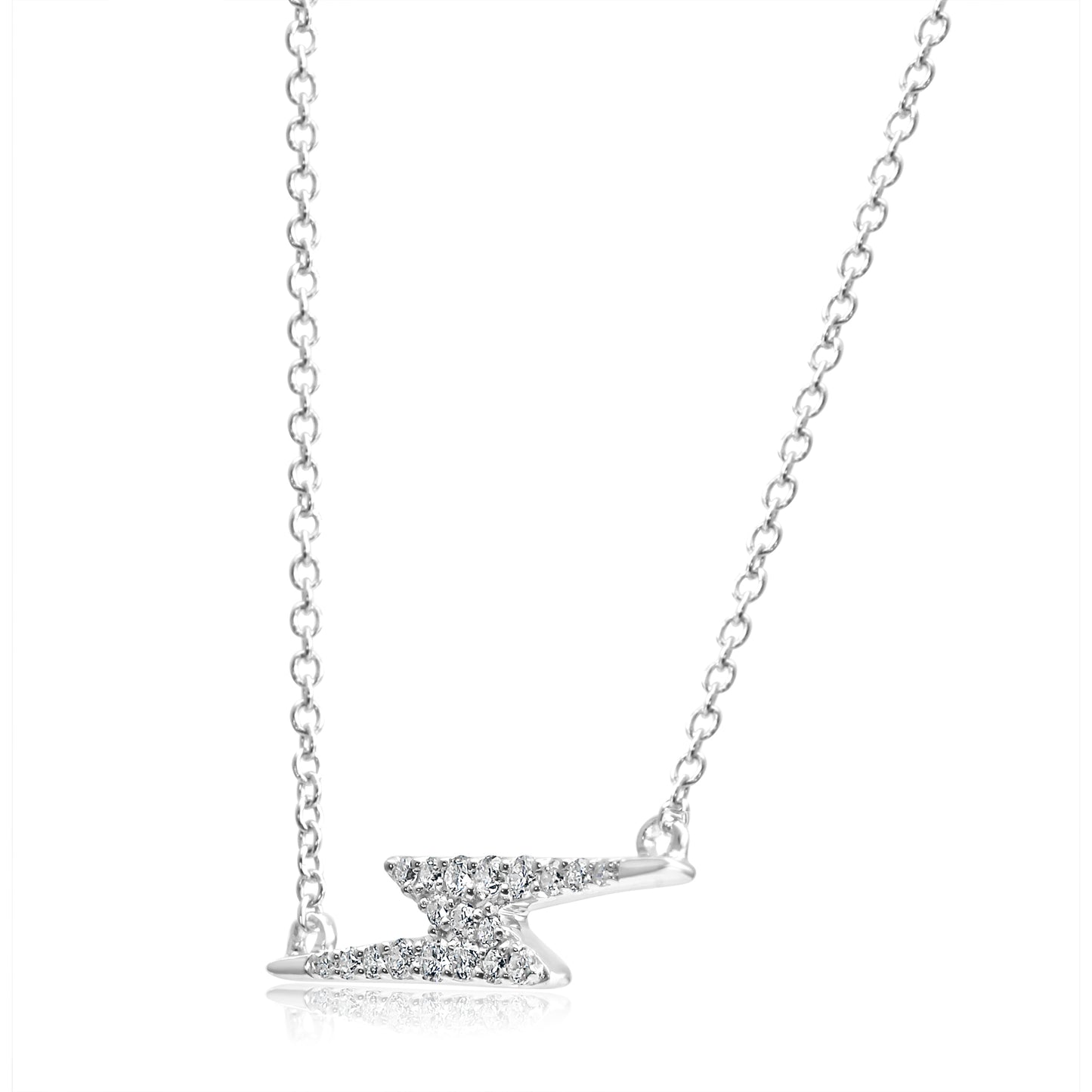 Lightning Bolt 14K White Gold Natural Diamond