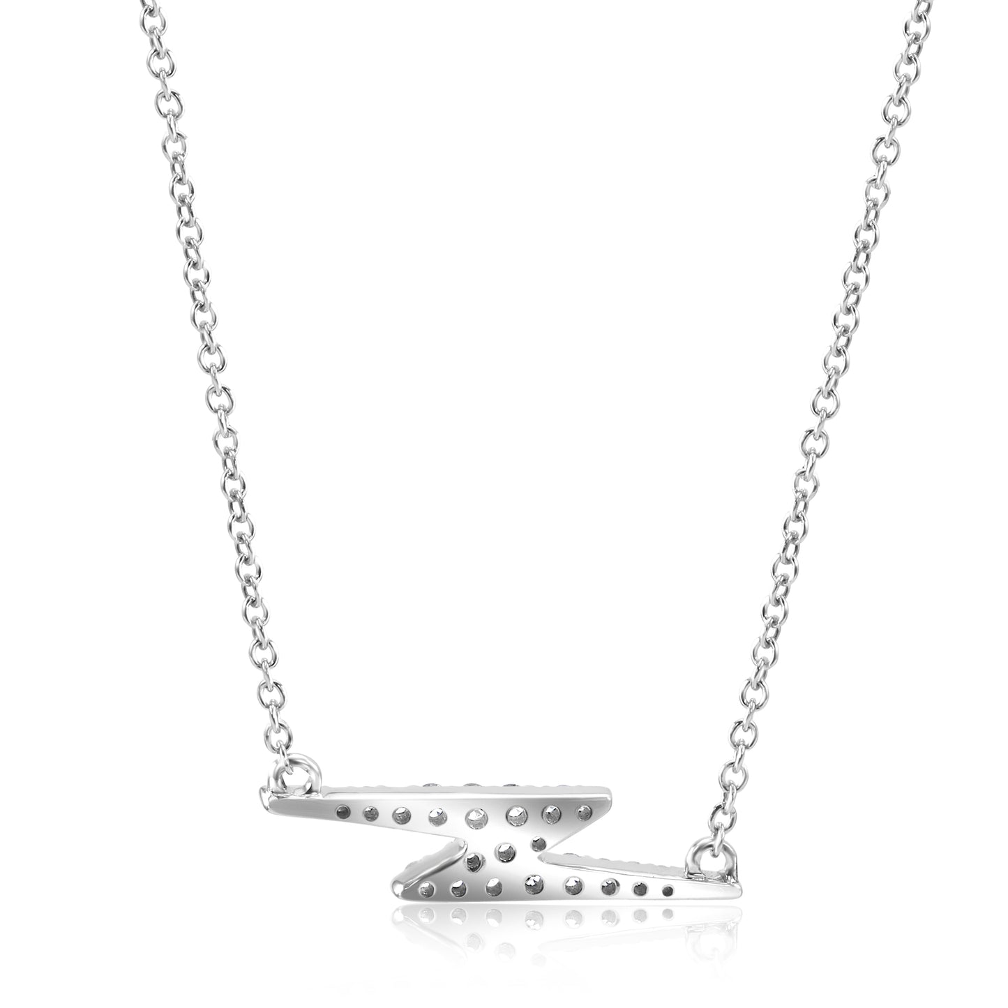 Lightning Bolt 14K White Gold Natural Diamond