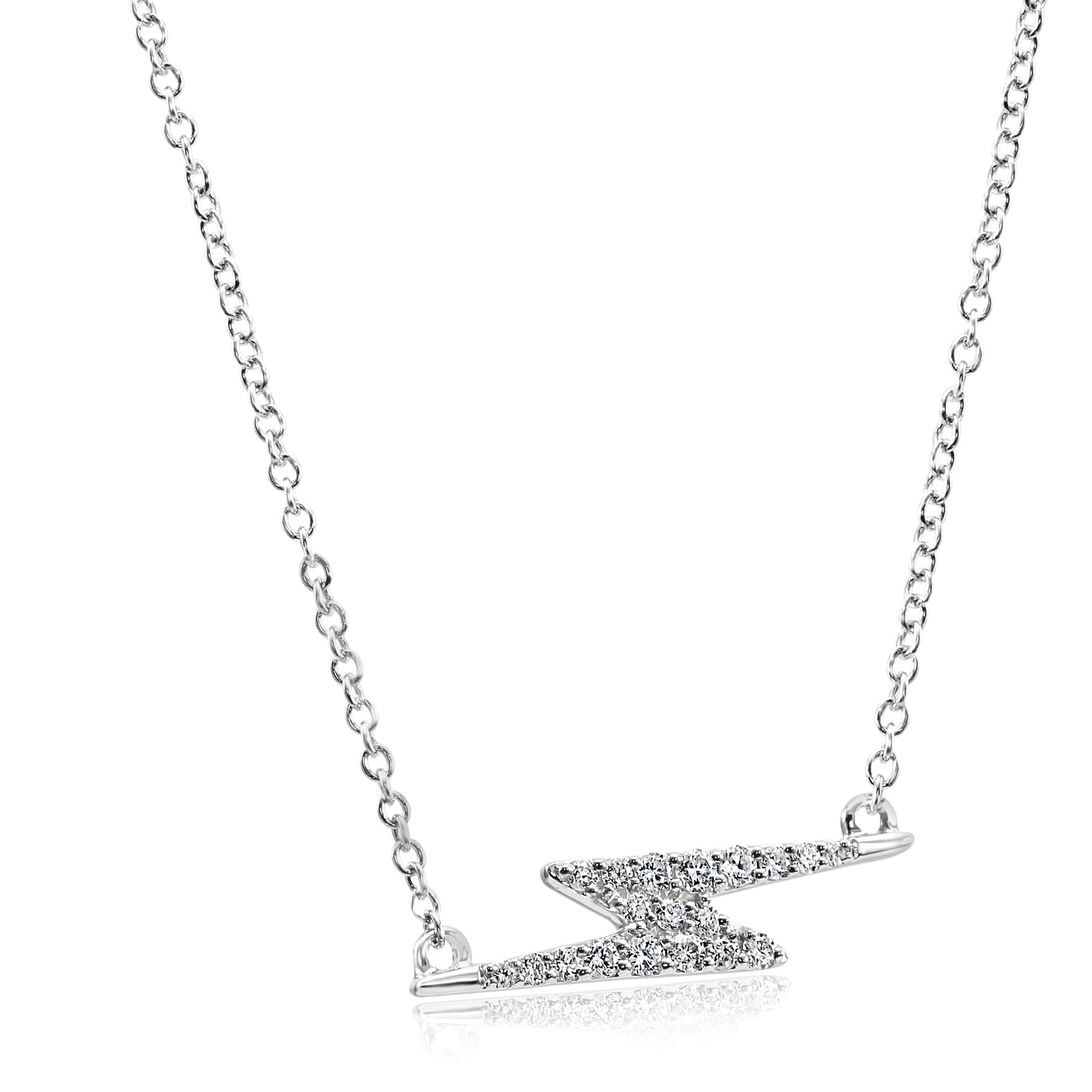 Lightning Bolt 14K White Gold Natural Diamond