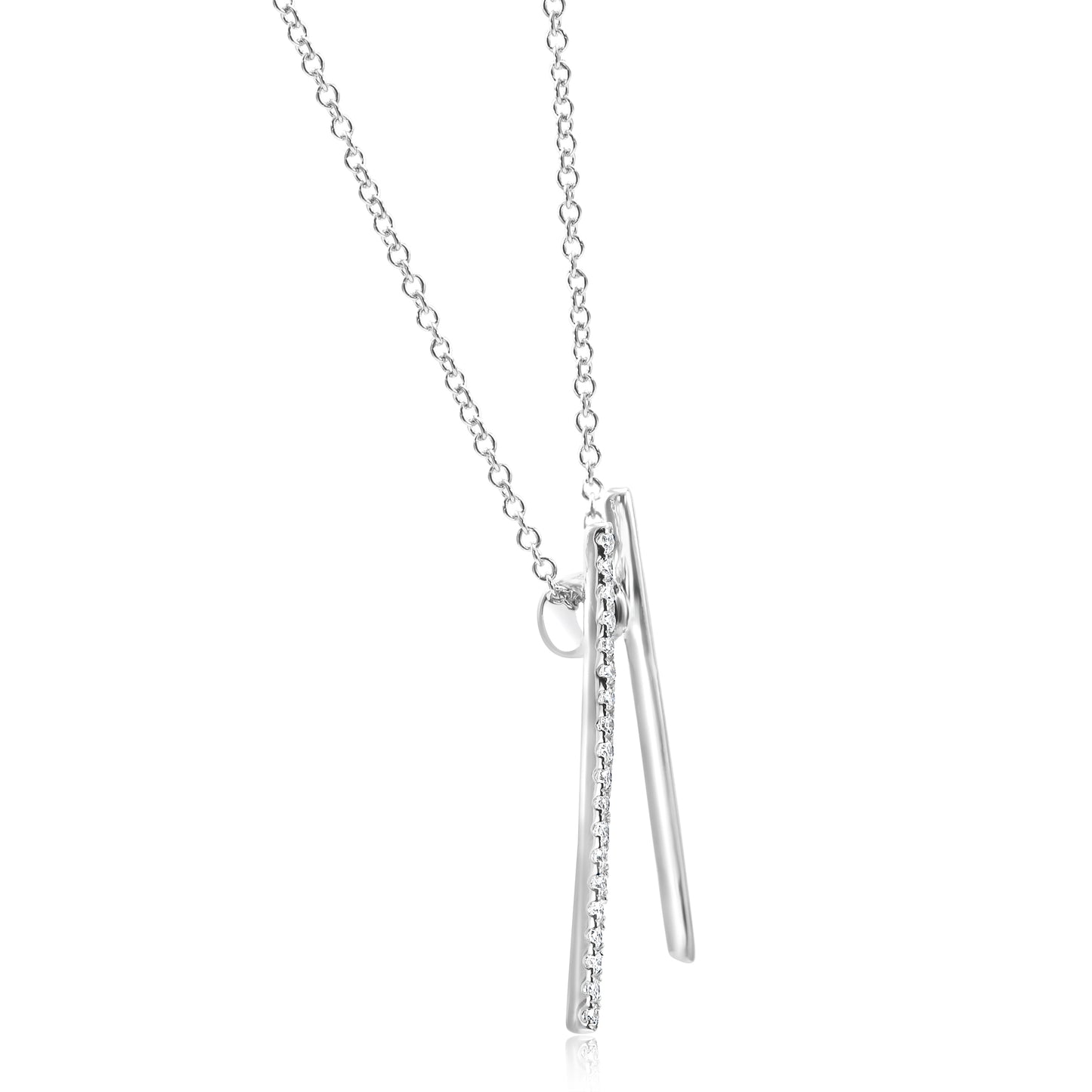 2 Bar Diamond Necklace 14K White Gold