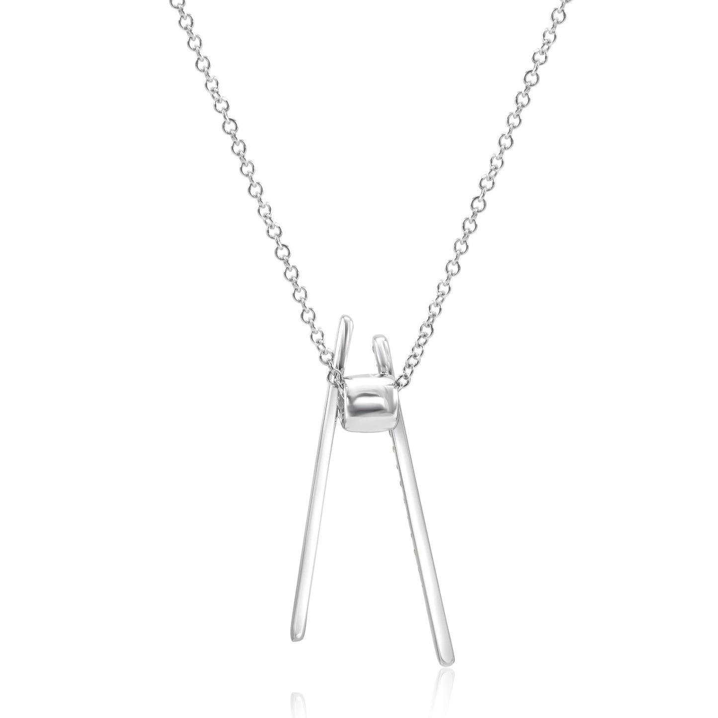 2 Bar Diamond Necklace 14K White Gold