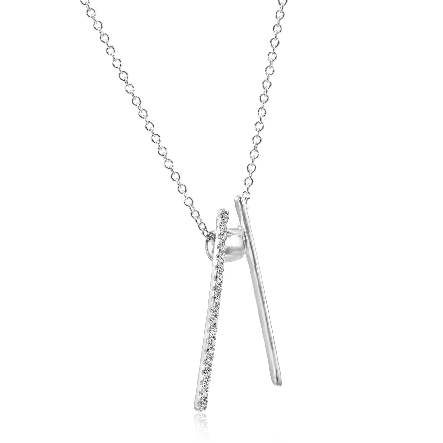 2 Bar Diamond Necklace 14K White Gold