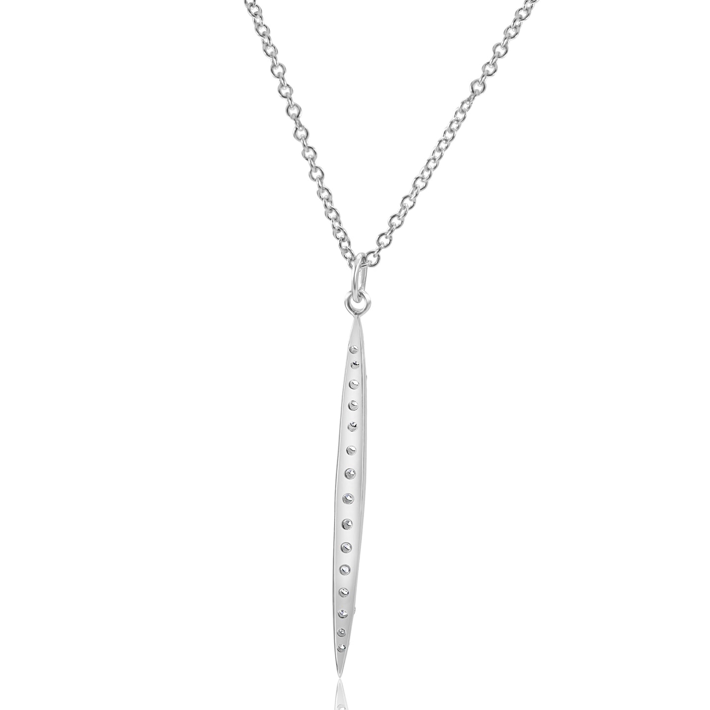 Pointed Diamond Necklace 14K White Gold