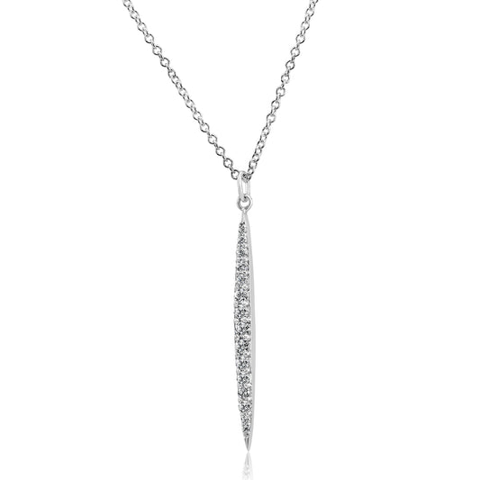 Pointed Diamond Necklace 14K White Gold