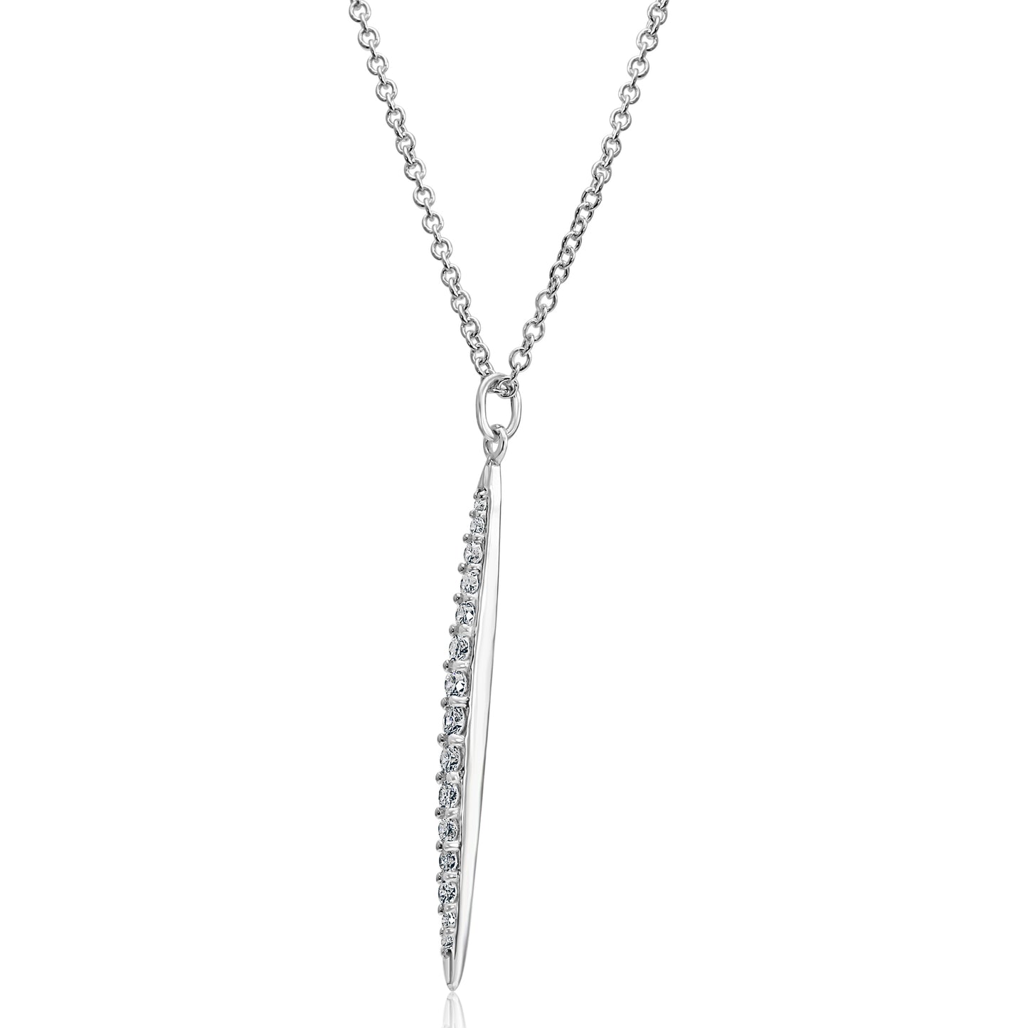 Pointed Diamond Necklace 14K White Gold