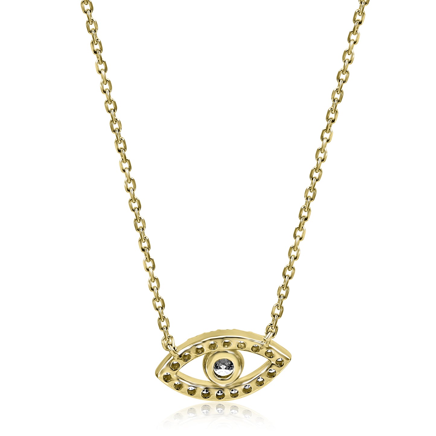 Evil Eye Diamond Necklace 14K Yellow Gold