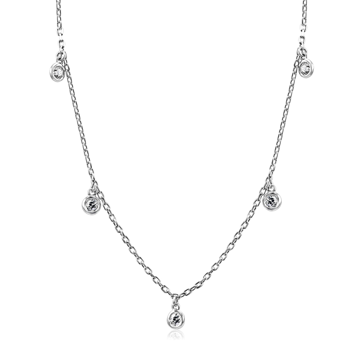 Dazzling Diamond Necklace 14K White Gold