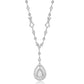 Diamond Double Halo Tear Drop Necklace 14K White Gold