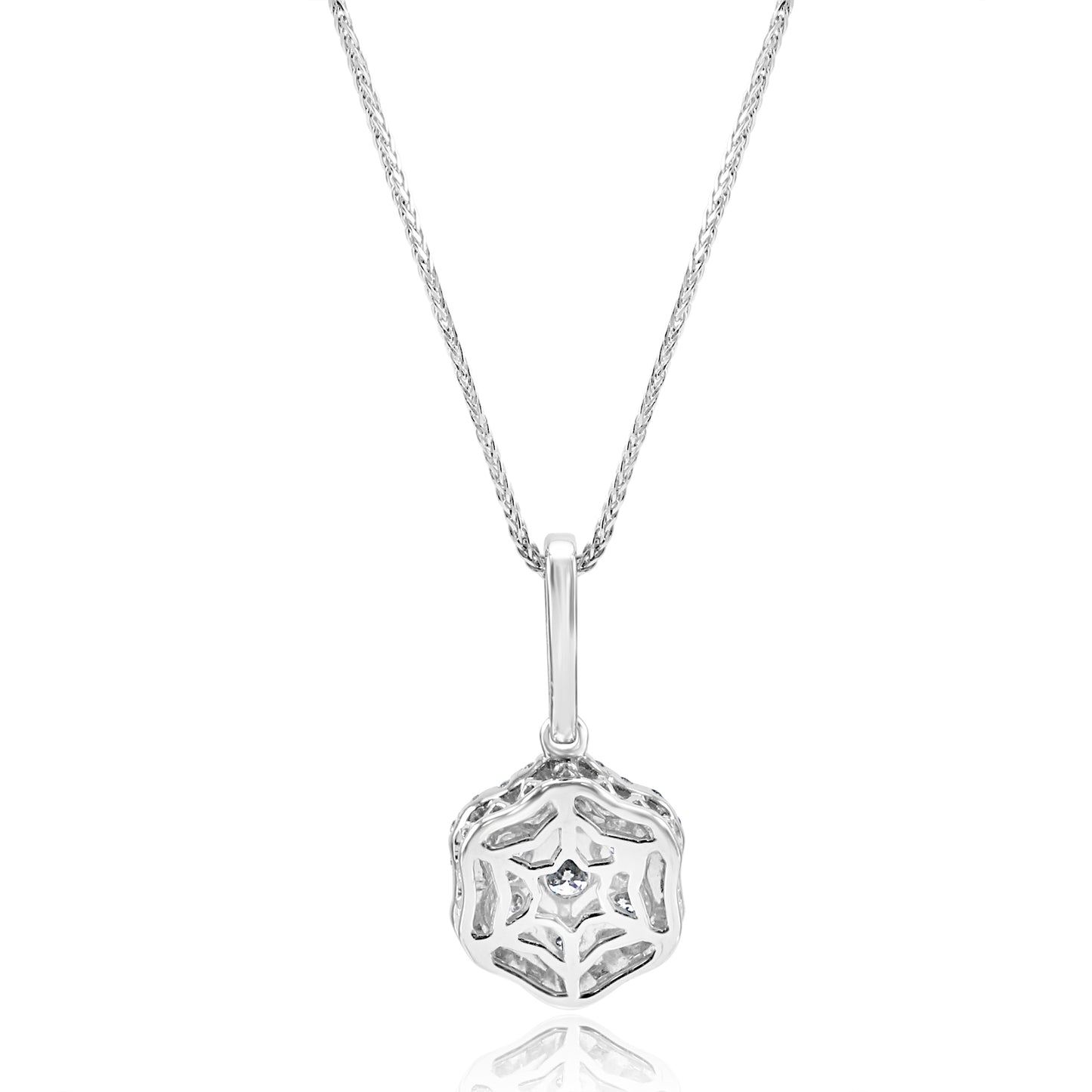 Hexagon Pendant Necklace 14K White Gold