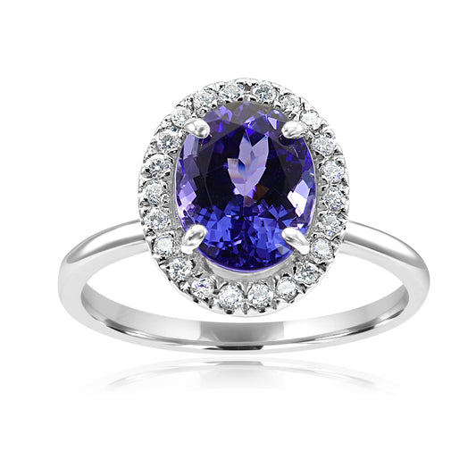 Radiant Tanzanite Ring 14K White Gold