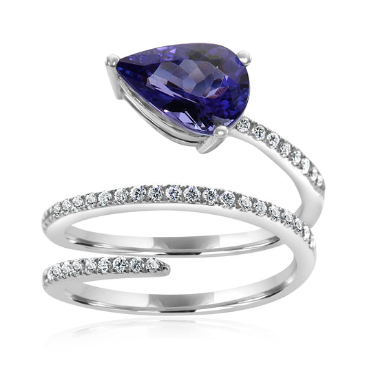 Enchanted Pear Shape Tanzanite Ring 14K White Gold