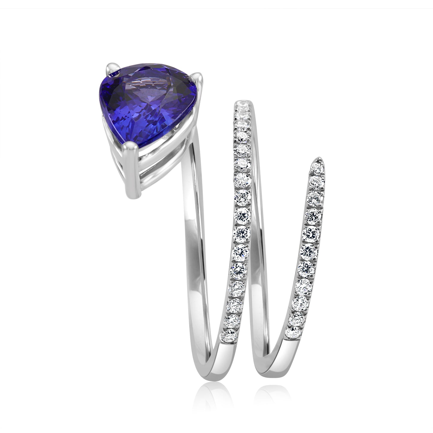 Enchanted Pear Shape Tanzanite Ring 14K White Gold