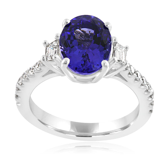 Oval Tanzanite Ring 18K White Gold