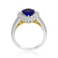 Pear Tanzanite Ring with Diamond Halo 18K White Gold