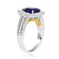 Pear Tanzanite Ring with Diamond Halo 18K White Gold