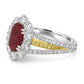 Gorgeous Gia Burma Ruby No Heat, Natural Diamond 18K White & Yellow Gold Ring