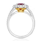 Gorgeous Gia Burma Ruby No Heat, Natural Diamond 18K White & Yellow Gold Ring