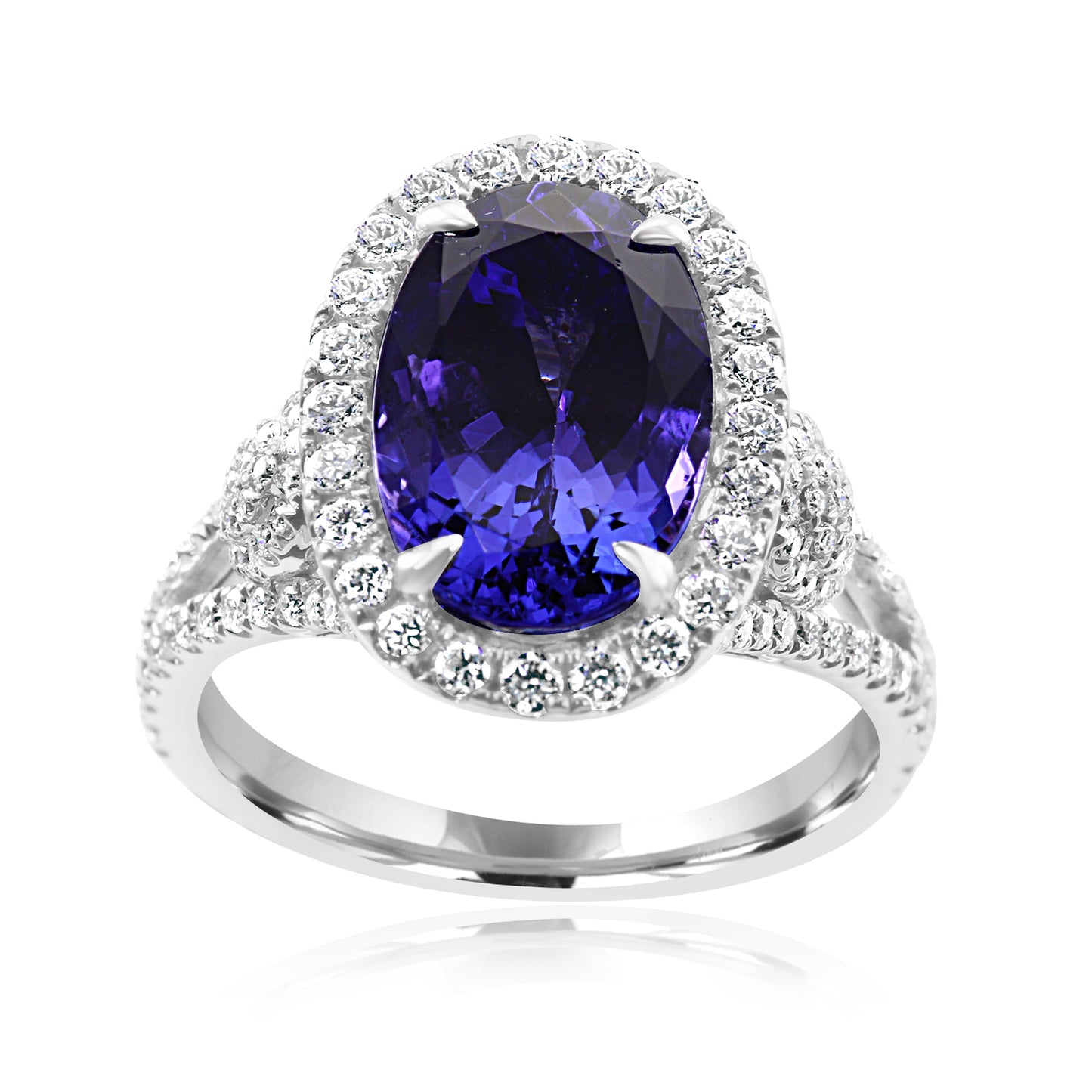 Captivating Tanzanite Oval Ring 18K White Gold