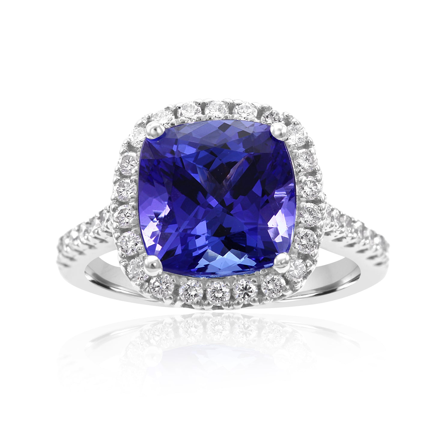 Radiant Tanzanite Ring 14K White Gold