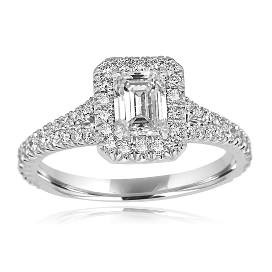 1.20ct TW, Natural Diamond GIA Certified 18K White Gold & Platinum Bridal Ring