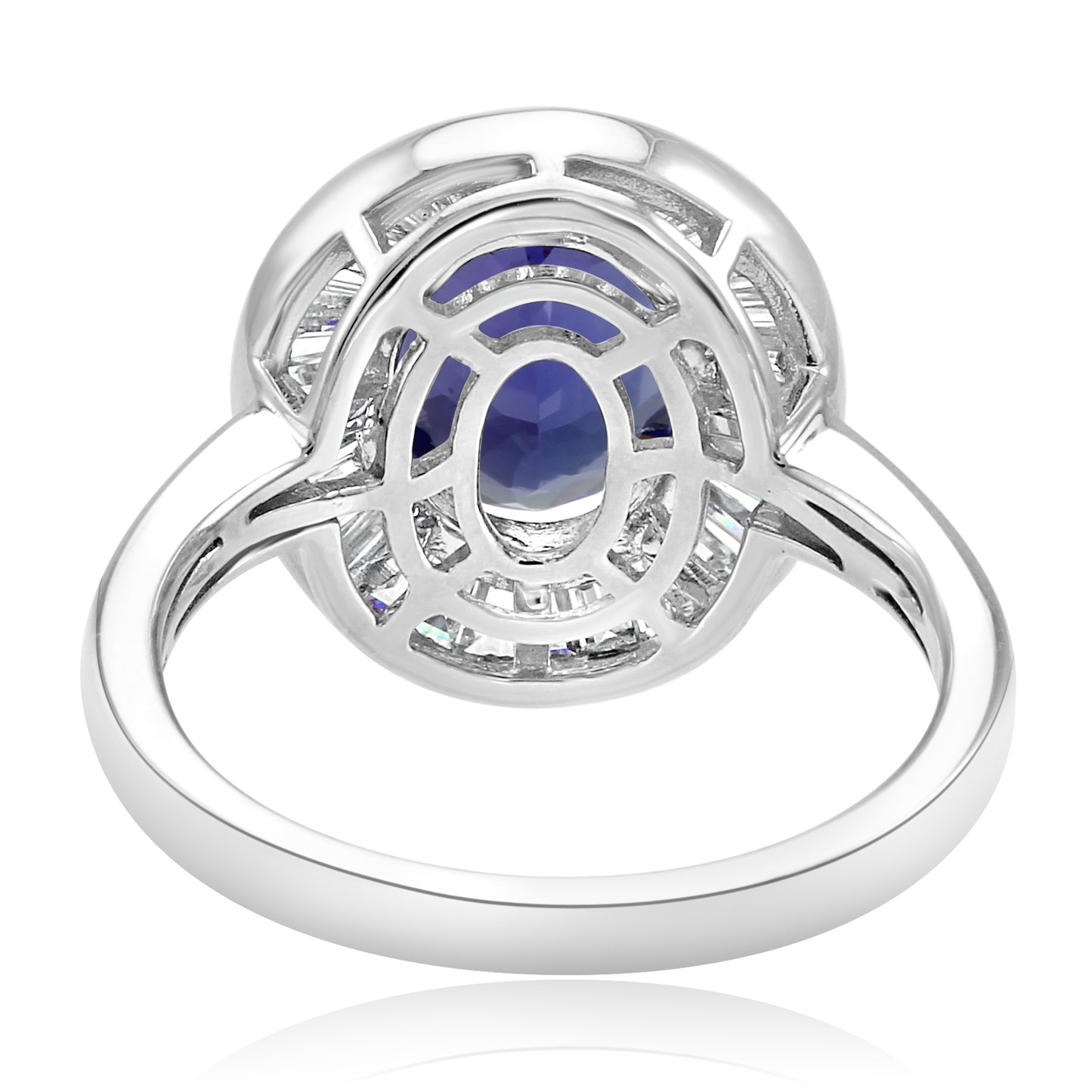 Tanzanite Bagette Diamond Ring 18K White Gold