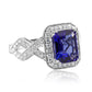 Tanzanite and Diamond Crossover Shank 18K White Gold Ring