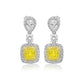 4.36 Carat GIA Certified Natural, Fancy Yellow Diamond and White Diamond Drop Dangle Earring 18K White & Yellow Gold