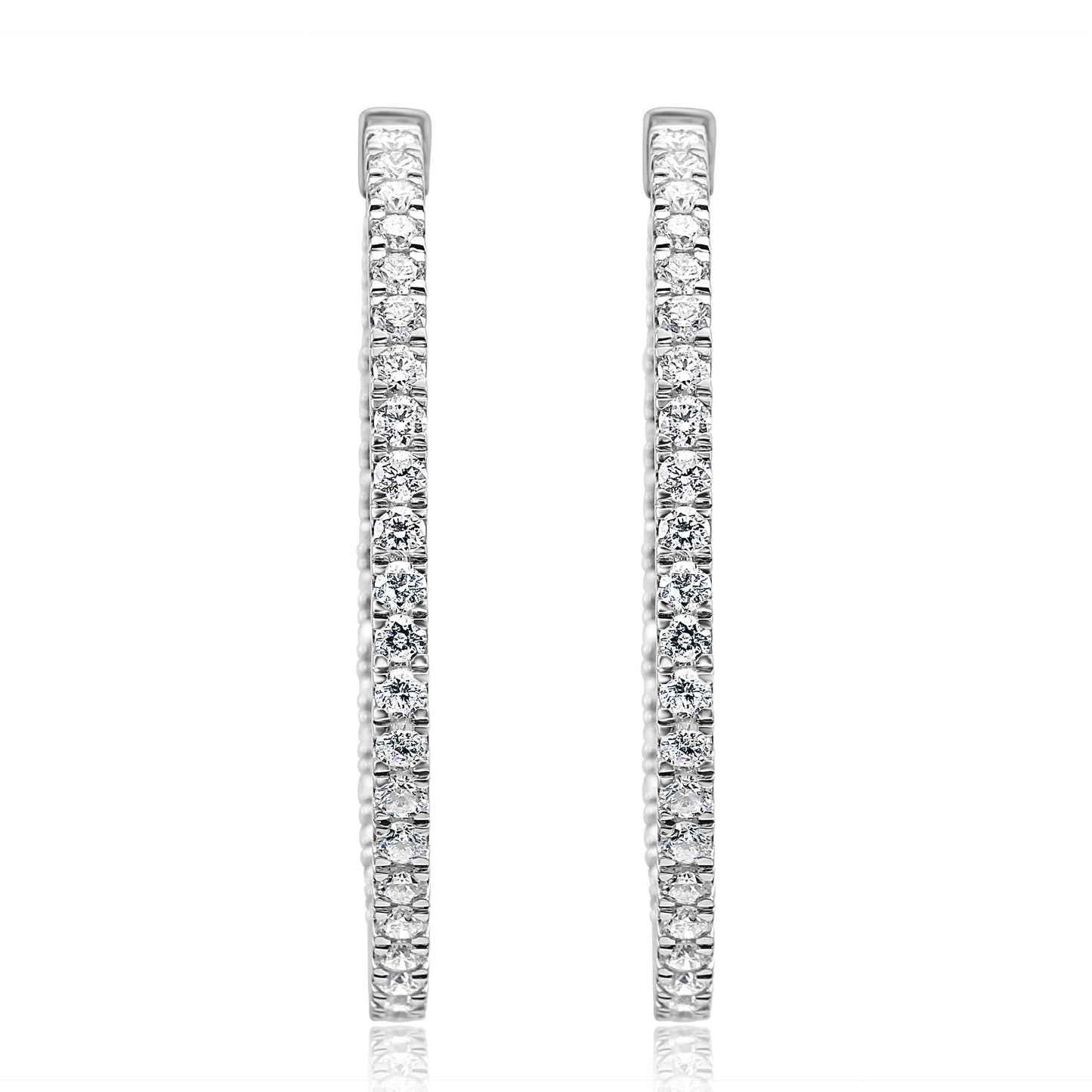 4.53 Carat Diamond Eternity Oval Hoop Earring 18K White Gold