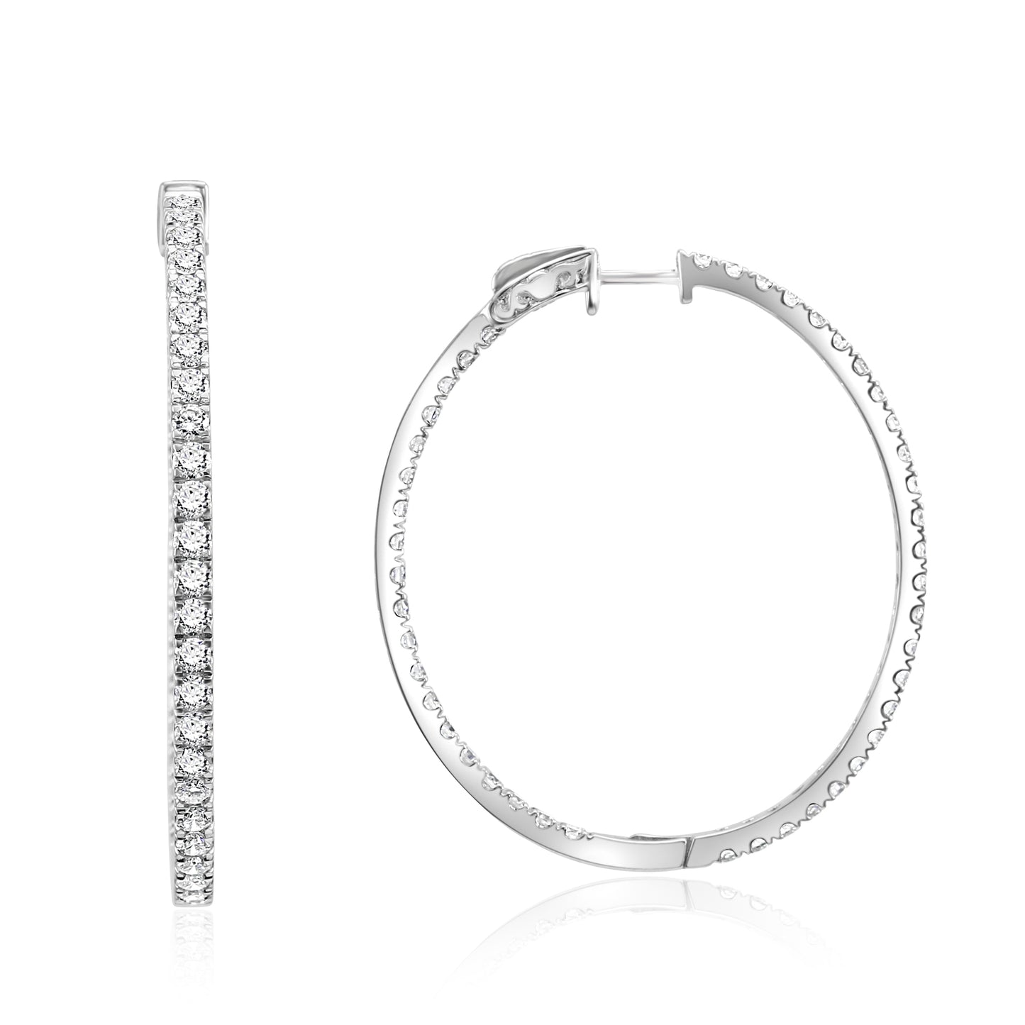 3.50 Carat Diamond Eternity Hoop Earring 18K White Gold