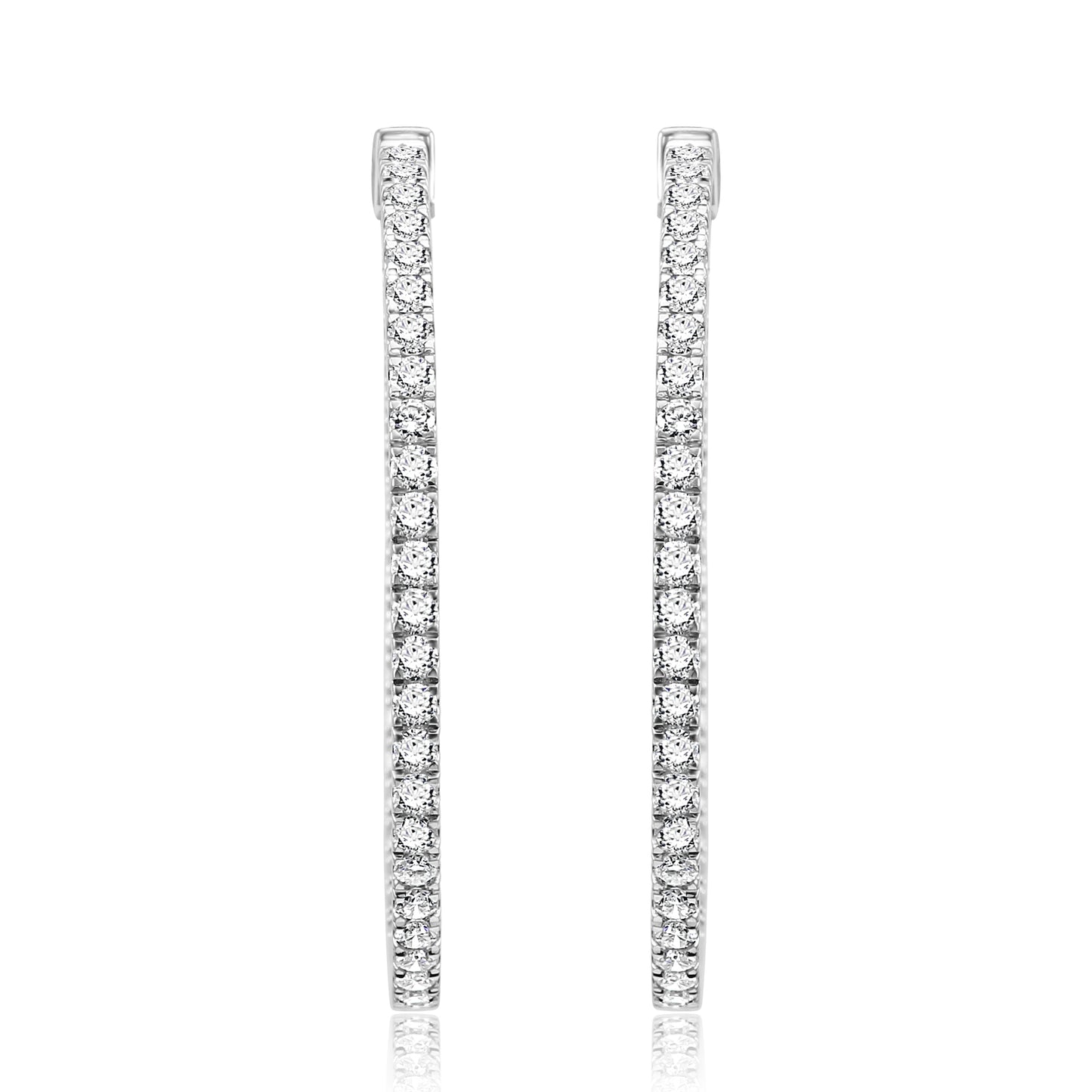 3.50 Carat Diamond Eternity Hoop Earring 18K White Gold