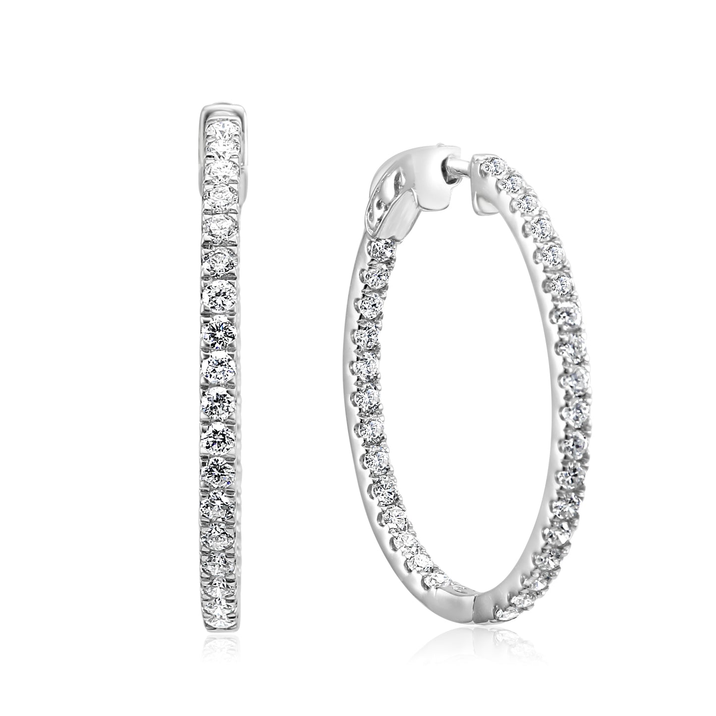 2.50 Carat Diamond Oval  Hoop Earring 18K White Gold