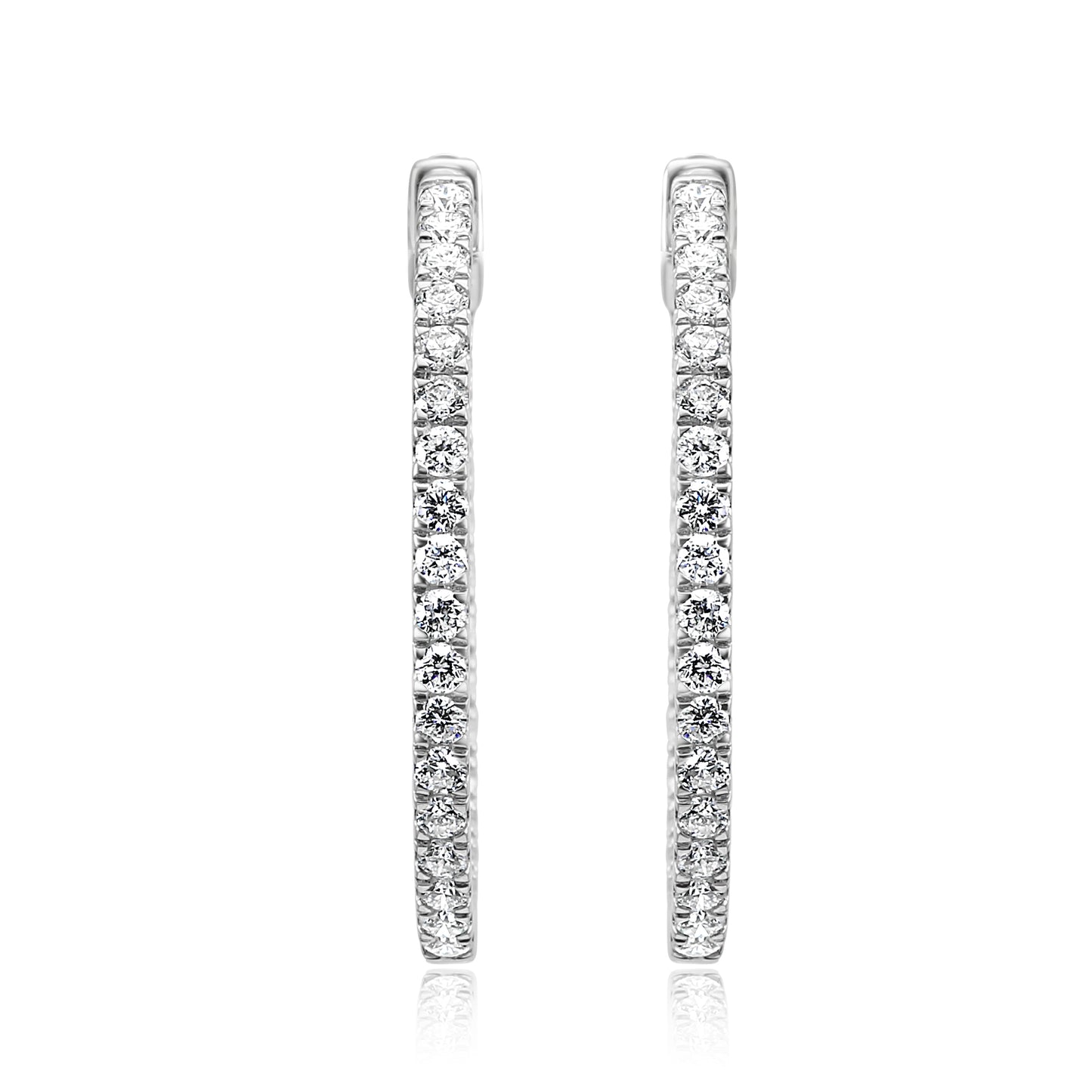 2.50 Carat Diamond Oval  Hoop Earring 18K White Gold