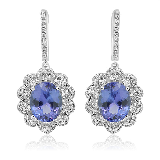 Stunning Tanzanite Earring 14K White Gold