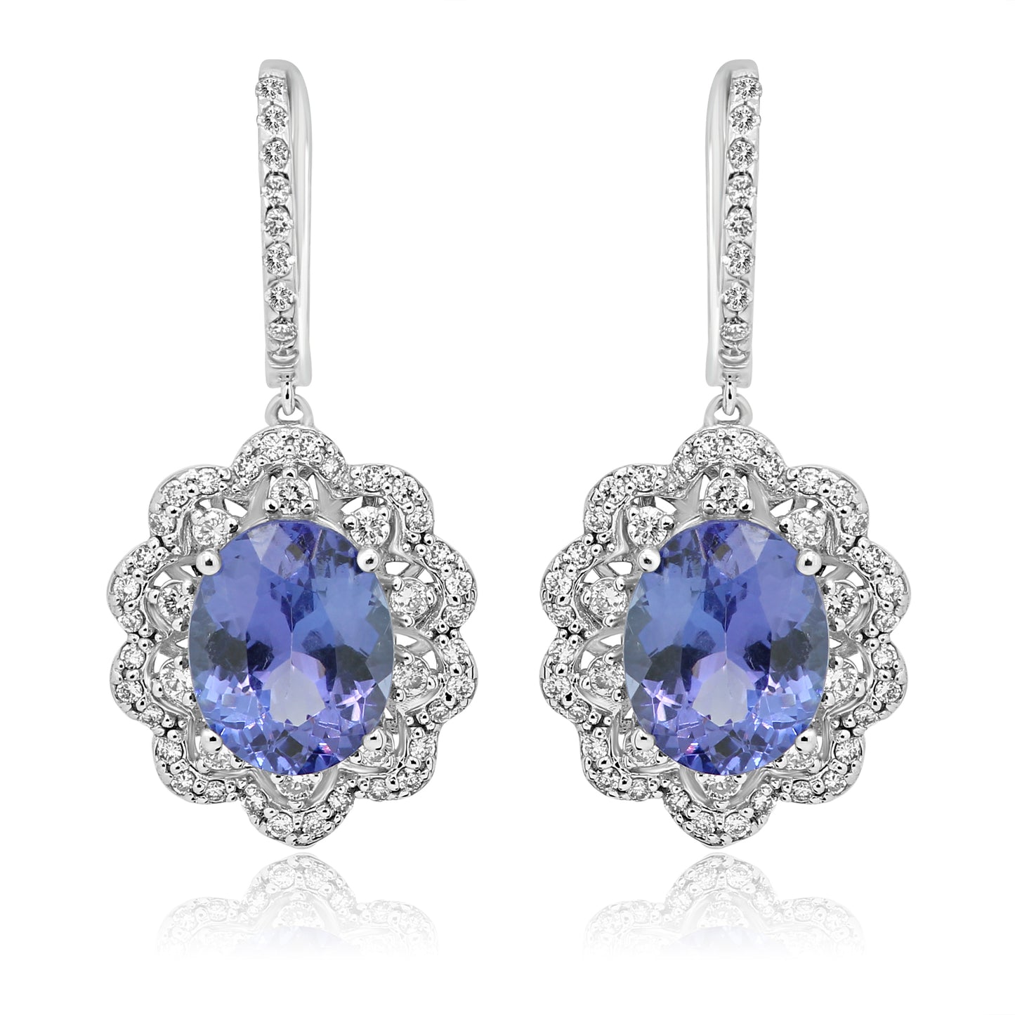 Stunning Tanzanite Earring 14K White Gold