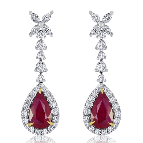 Dangling Ruby Earring 18K White Gold