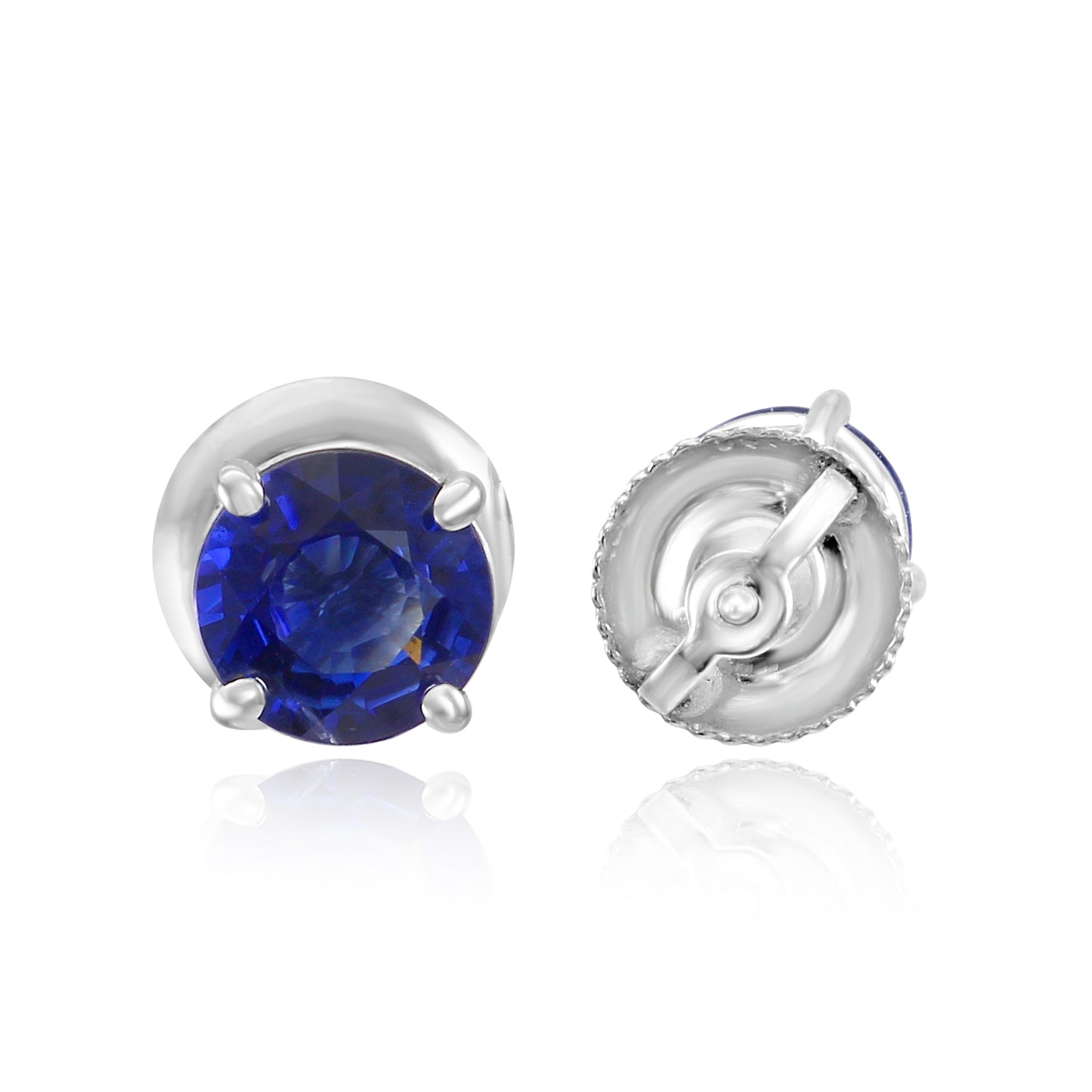 Sapphire Studs Earring 1.54 CT 14K White Gold & Natural White Diamond