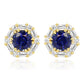 Diamond Sapphire Earrings 14K Yellow Gold