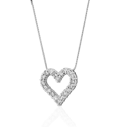 Love's Delight Heart Shaped Diamond Necklace 14K White Gold