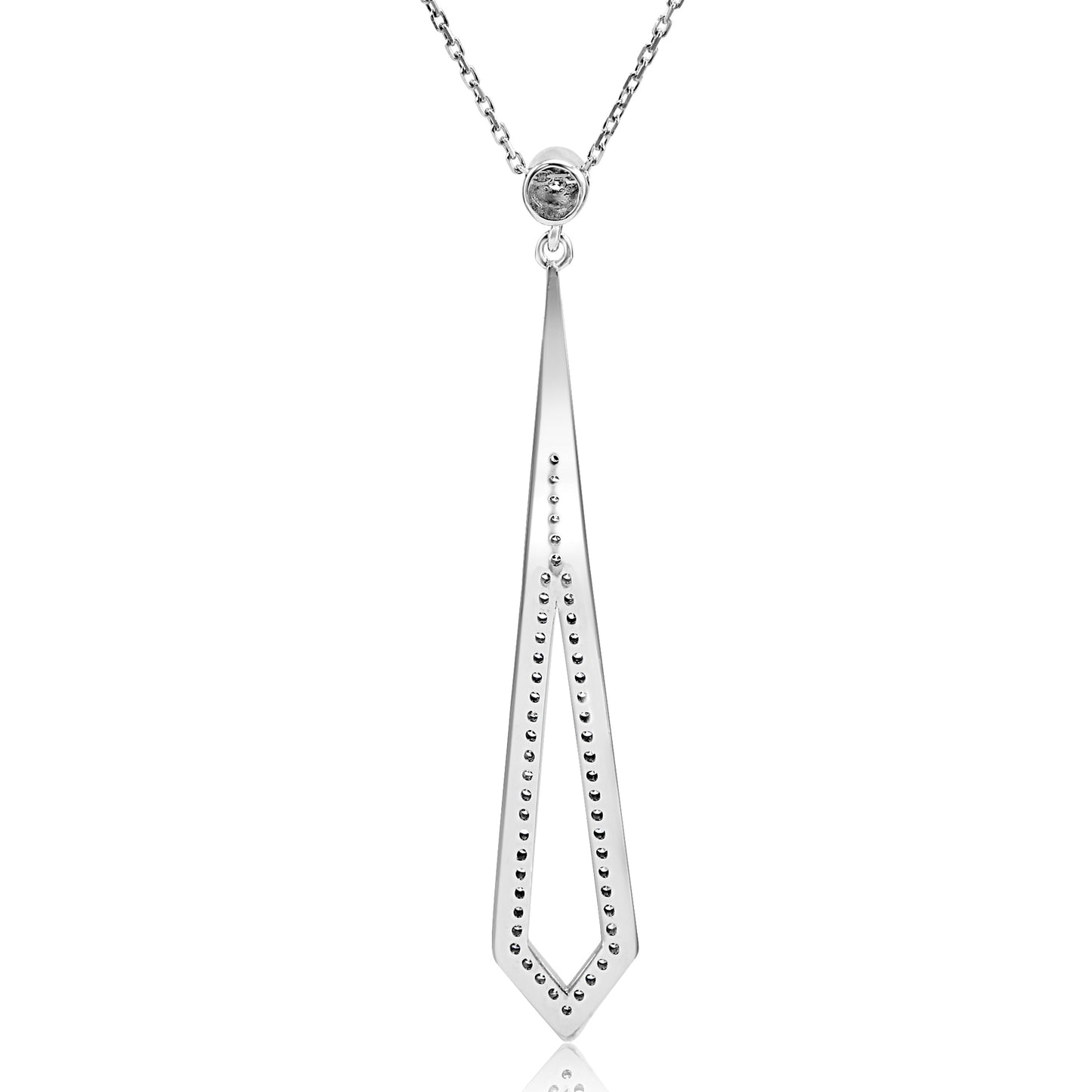 Long Vertical Diamond Necklace 0.35 Ct 14K White Gold